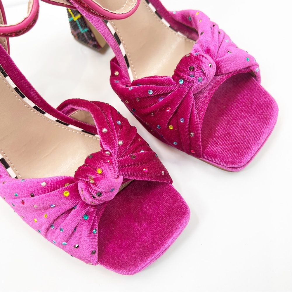 Betsey Johnson Alianna Heels Velour Velvet Purple Rhinestones - Picture 4 of 10